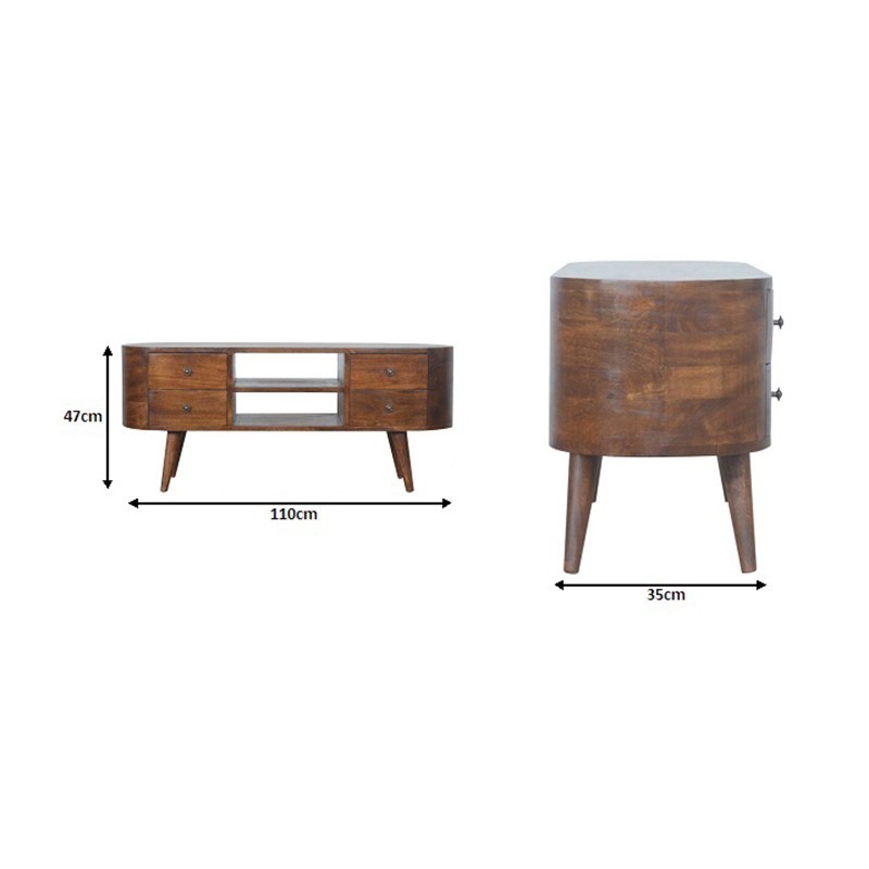 Chestnut Rounded Entertainment Unit  - Artisan Furniture 