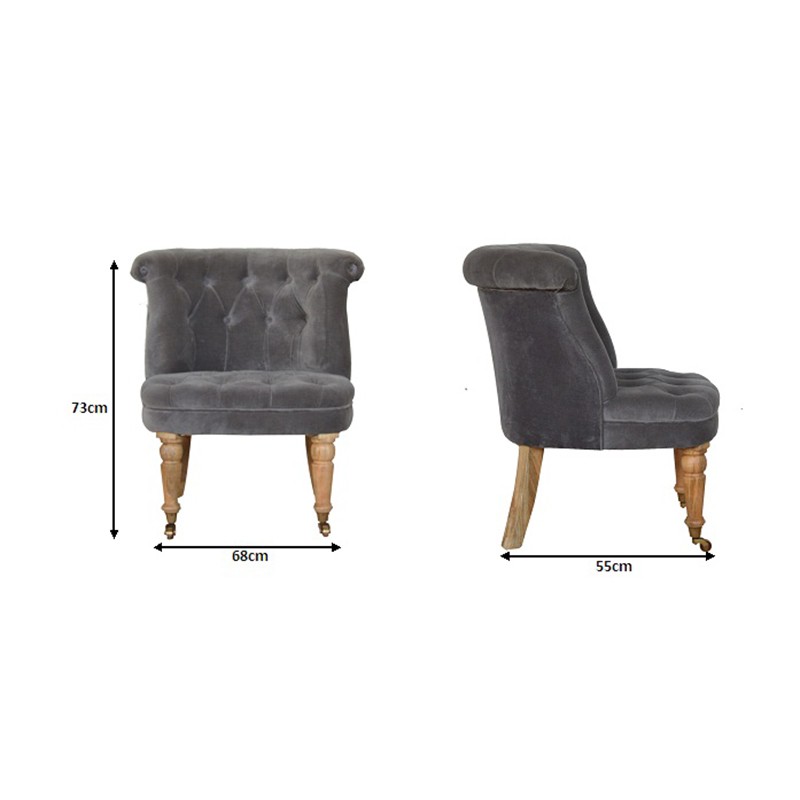 Grey Velvet Accent Chair  - Artisan Furniture 