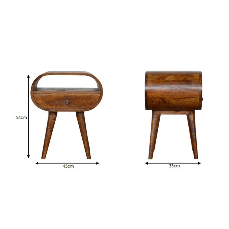 Chestnut Circular Bedside with Open Slot  - Artisan Furniture 