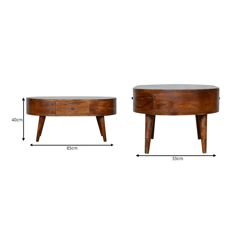 Chestnut Rounded Coffee Table  - Artisan Furniture 