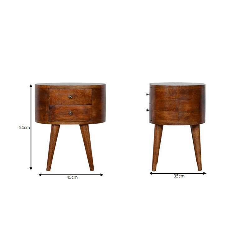 Chestnut Rounded Bedside Table  - Artisan Furniture 