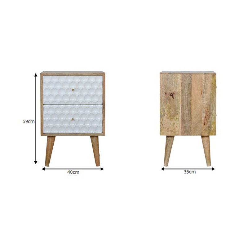 Honeycomb Carved Bedside with 2 Drawers  - Artisan Furniture 