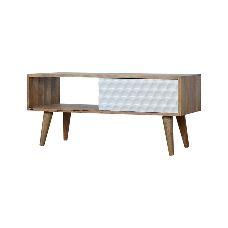 Honeycomb Carved Sliding Door Media Unit  - Artisan Furniture 