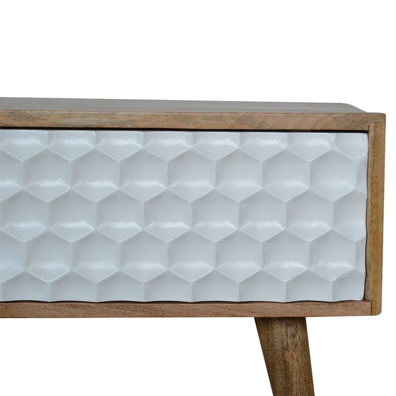 Honeycomb Carved Sliding Door Media Unit  - Artisan Furniture 