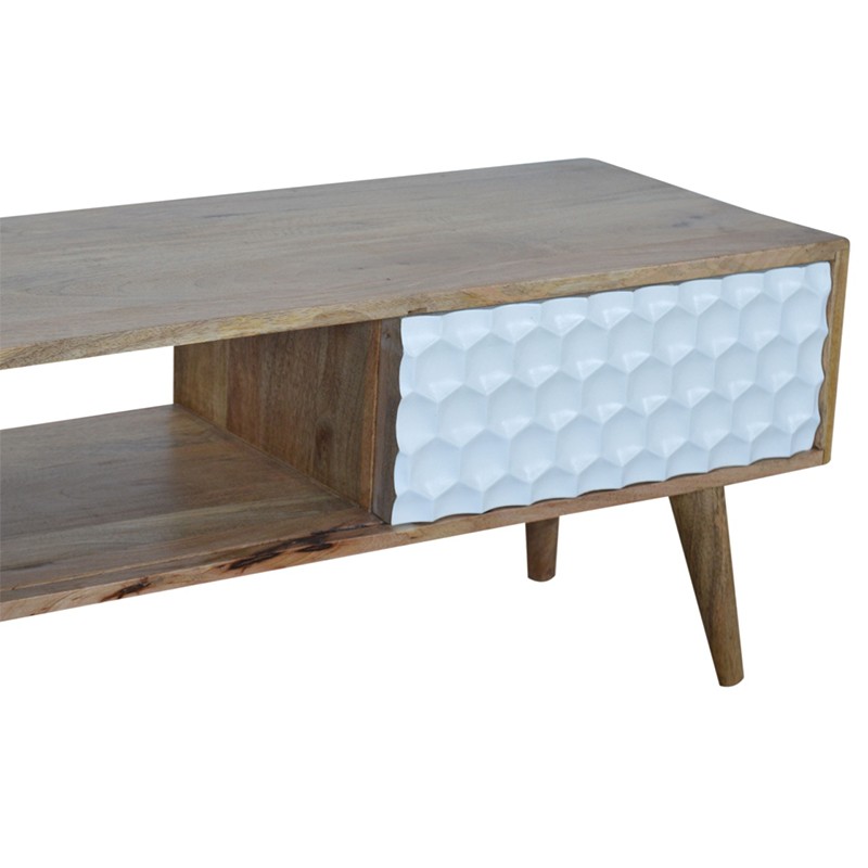 Honeycomb Carved Sliding Door Media Unit  - Artisan Furniture 