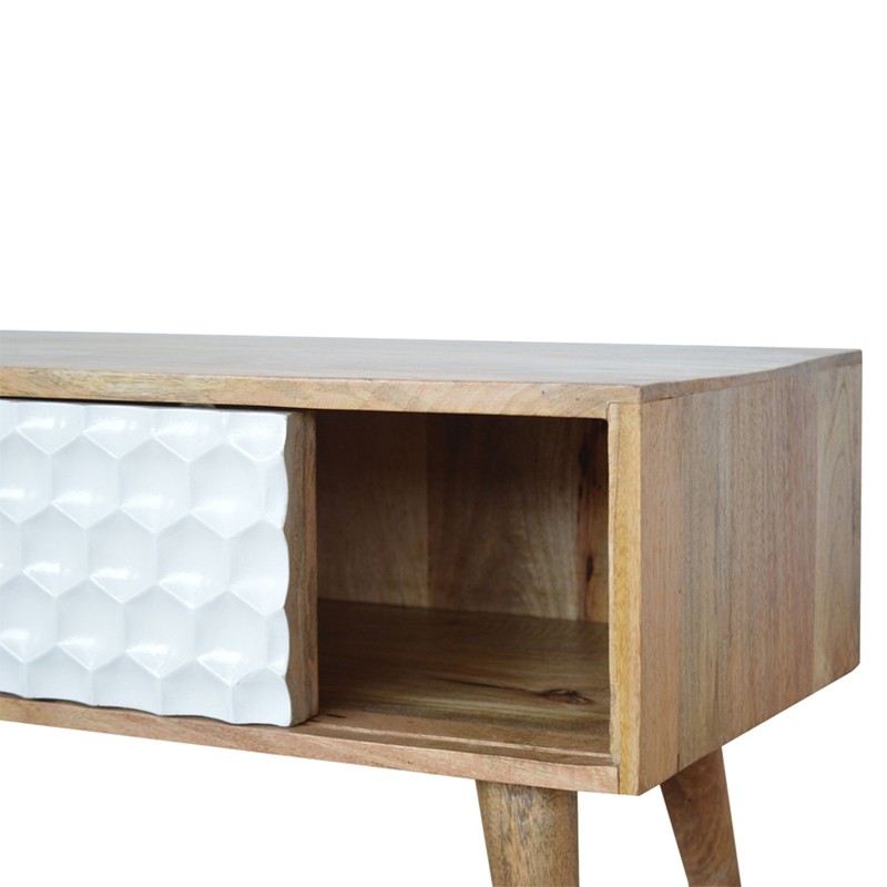 Honeycomb Carved Sliding Door Media Unit  - Artisan Furniture 