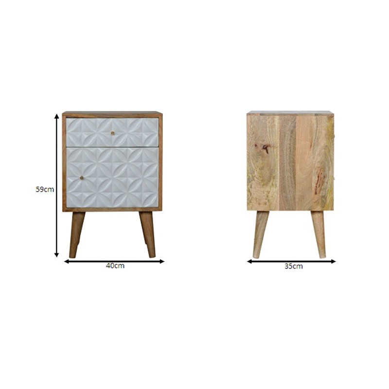 Daisy Carved 1 Door Bedside  - Artisan Furniture 