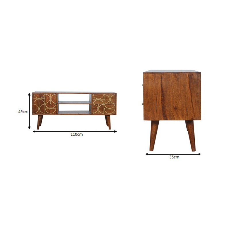 Chestnut Gold Inlay Abstract Media Unit  - Artisan Furniture 