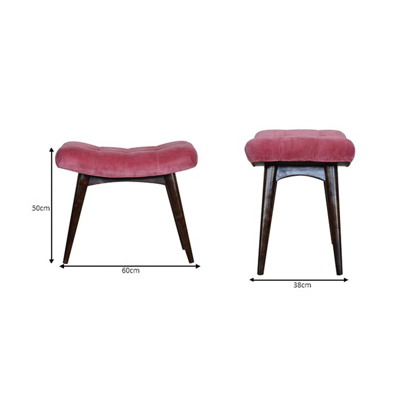 Pink Cotton Velvet Curved Bench  - Artisan Furniture 