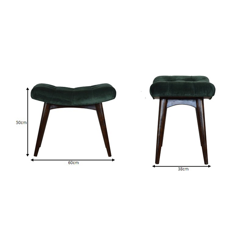 Emerald Cotton Velvet Curved Bench  - Artisan Furniture 
