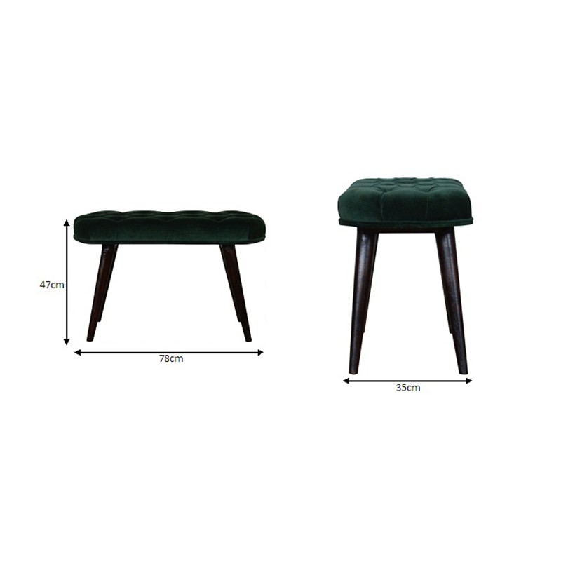 Emerald Cotton Velvet Deep Button Bench  - Artisan Furniture 