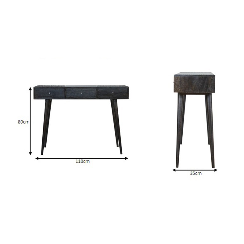Ash Black 3 Drawer Console Table  - Artisan Furniture 
