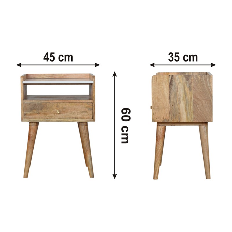 Open Slot Bedside with White Top  - Artisan Furniture 