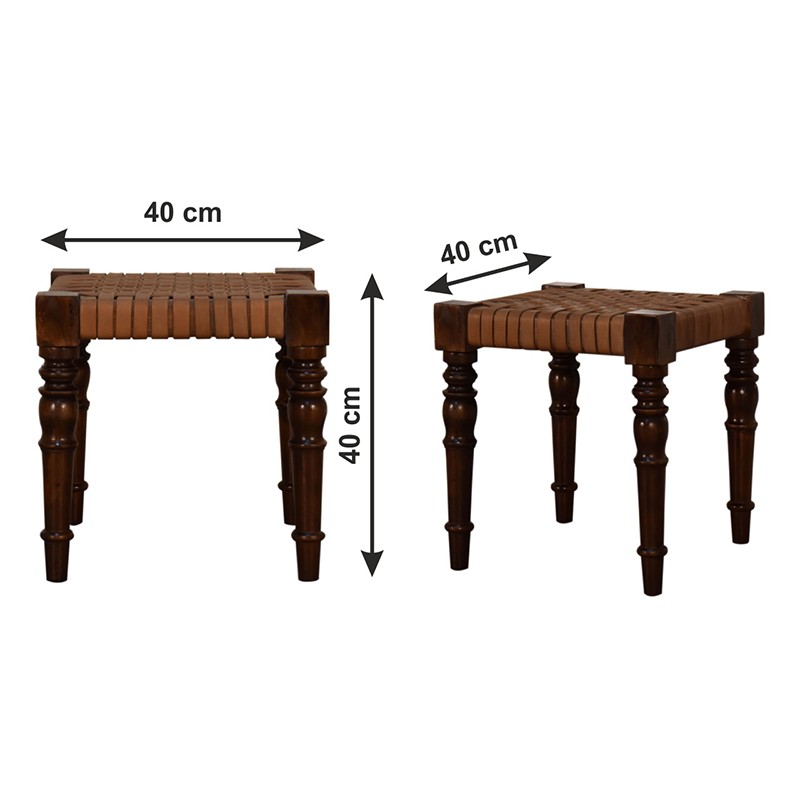 Woven Leather Footstool  - Artisan Furniture 