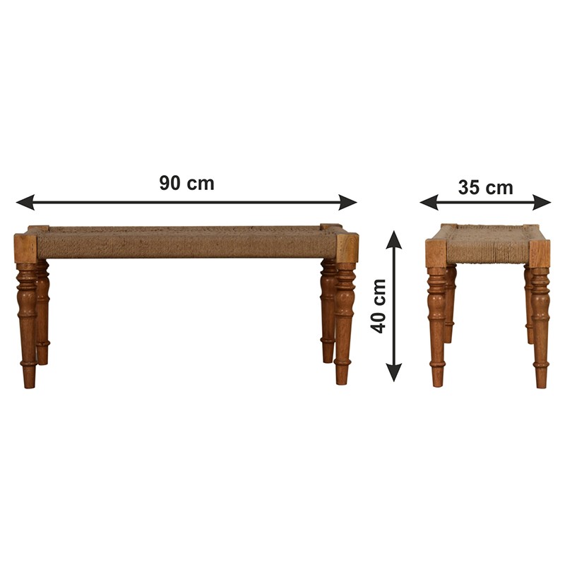 Fabric Turned Leg Bench  - Artisan Furniture 