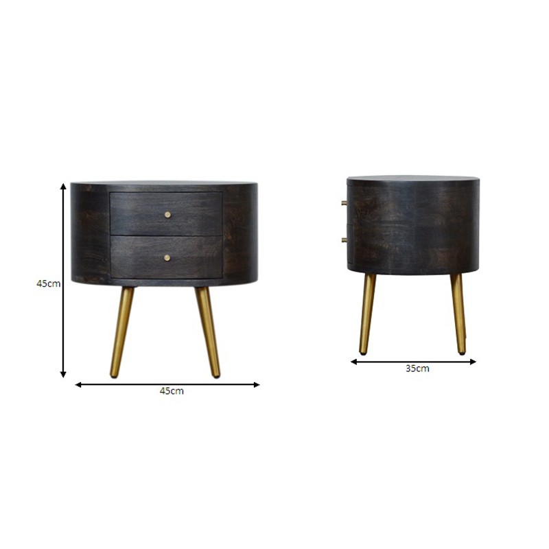 Ash Black Bedside with Brass Legs  - Artisan Furniture 