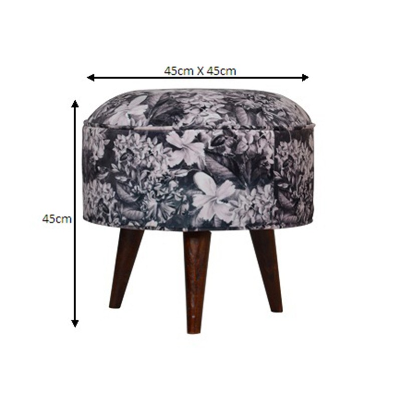 Floral Print Footstool  - Artisan Furniture 