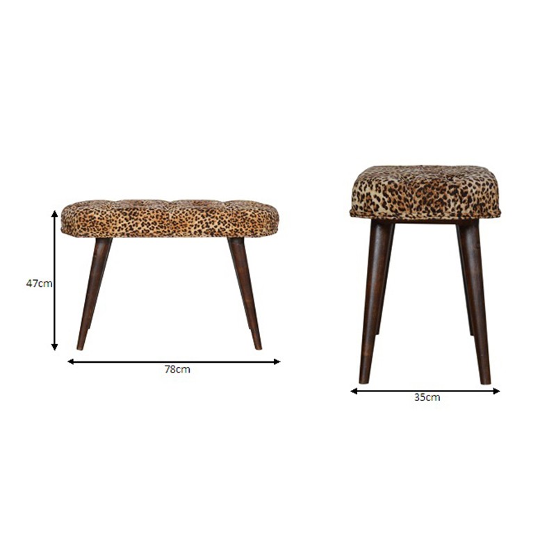 Leopard Print Deep Button Bench  - Artisan Furniture 