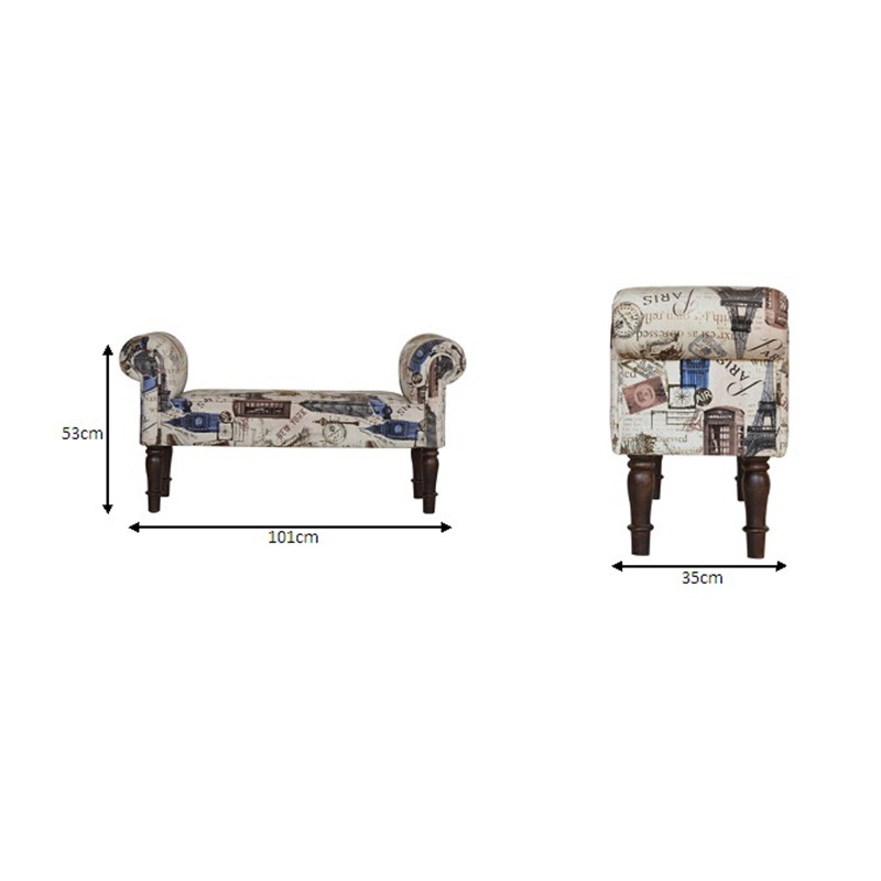 City Printed Bedroom Bench  - Artisan Furniture 