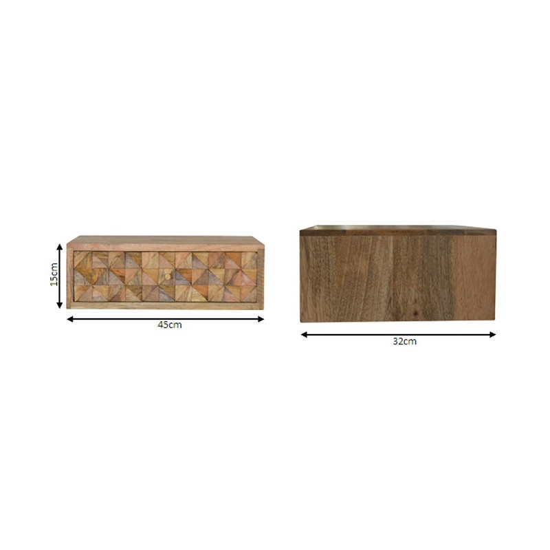 Wall Mounted Diamond Carved Bedside  - Artisan Furniture 