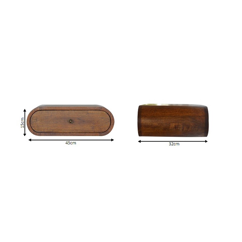 Wall Mounted Round Chestnut Bedside  - Artisan Furniture 