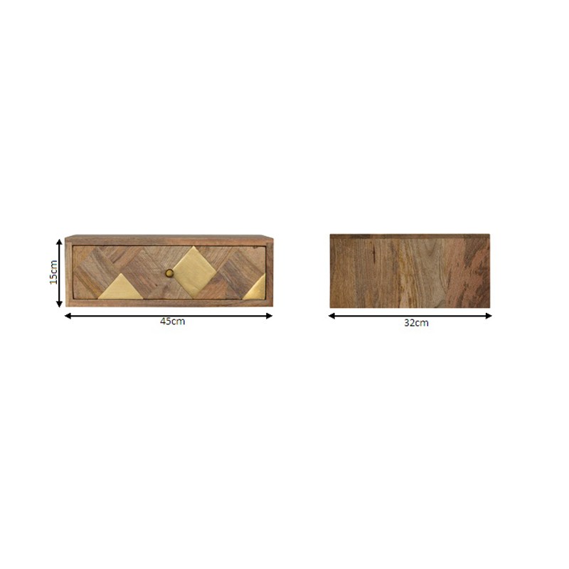Wall Mounted Brass Inlay Bedside  - Artisan Furniture 