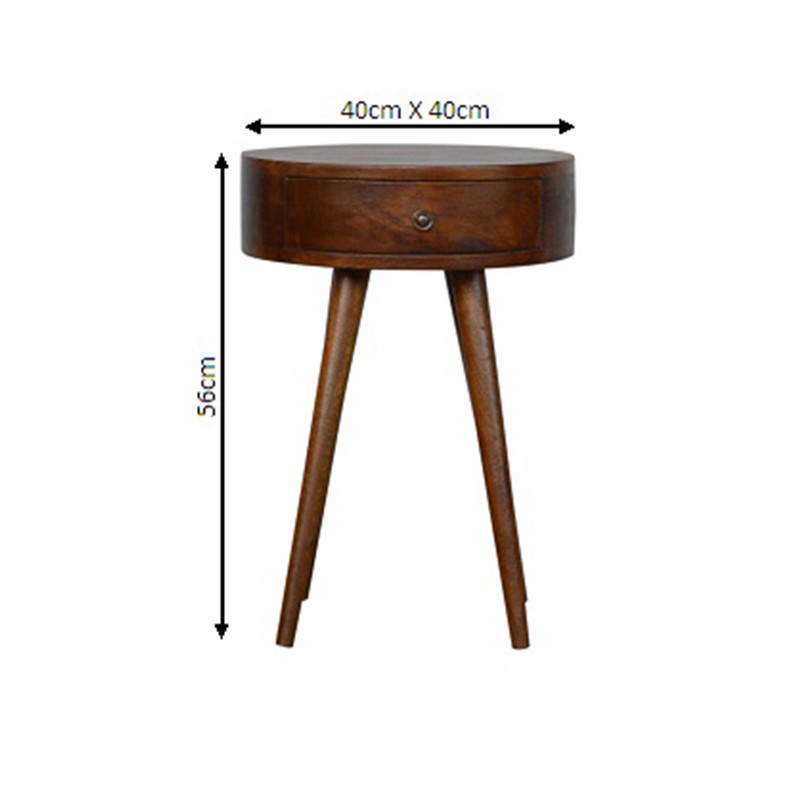 Nordic Chestnut Circular Shaped Bedside  - Artisan Furniture 
