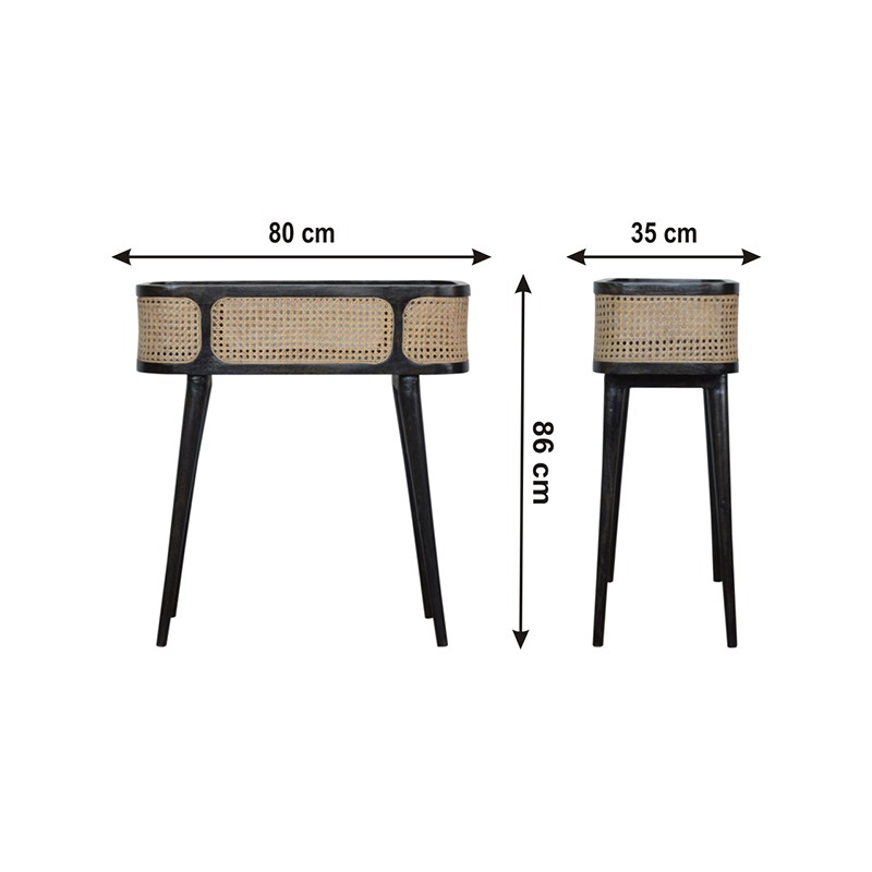 Ash Black Rattan Tray Table  - Artisan Furniture 