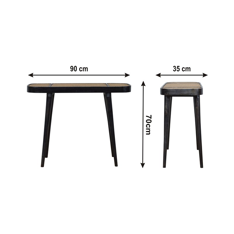 Ash Black Rattan Console Table  - Artisan Furniture 