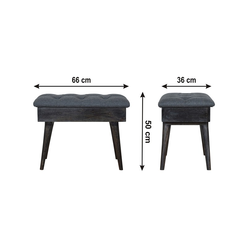 Black Tweed Storage Bench  - Artisan Furniture 