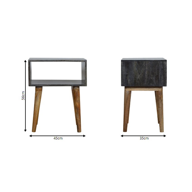 Ash Black Open Bedside  - Artisan Furniture 