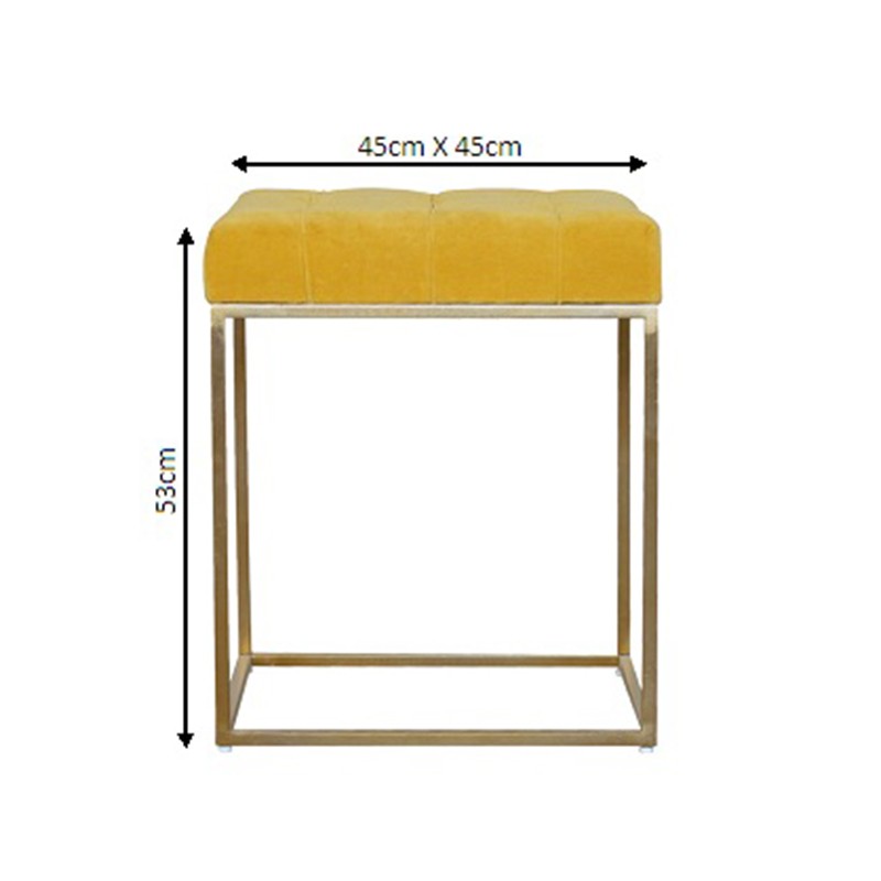 Mustard Velvet Footstool with Gold Base  - Artisan Furniture 