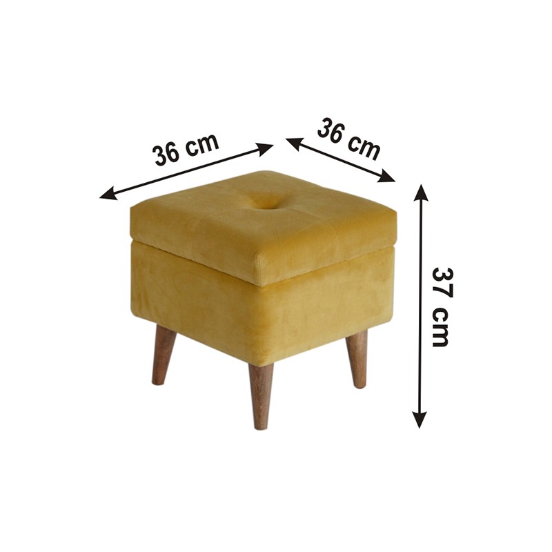 Mustard Velvet Storage Footstool  - Artisan Furniture 