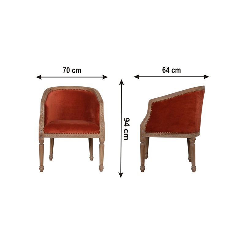 Brick Red Velvet Occasional Chair  - Artisan Furniture 