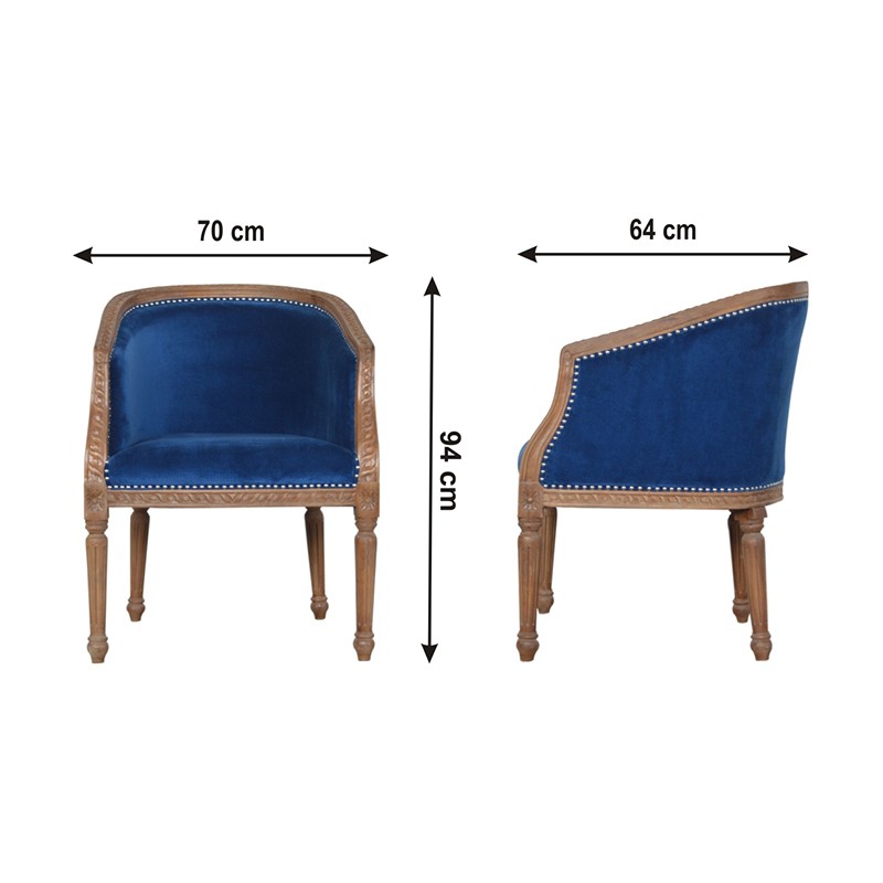 Royal Blue Velvet Occasional Chair  - Artisan Furniture 