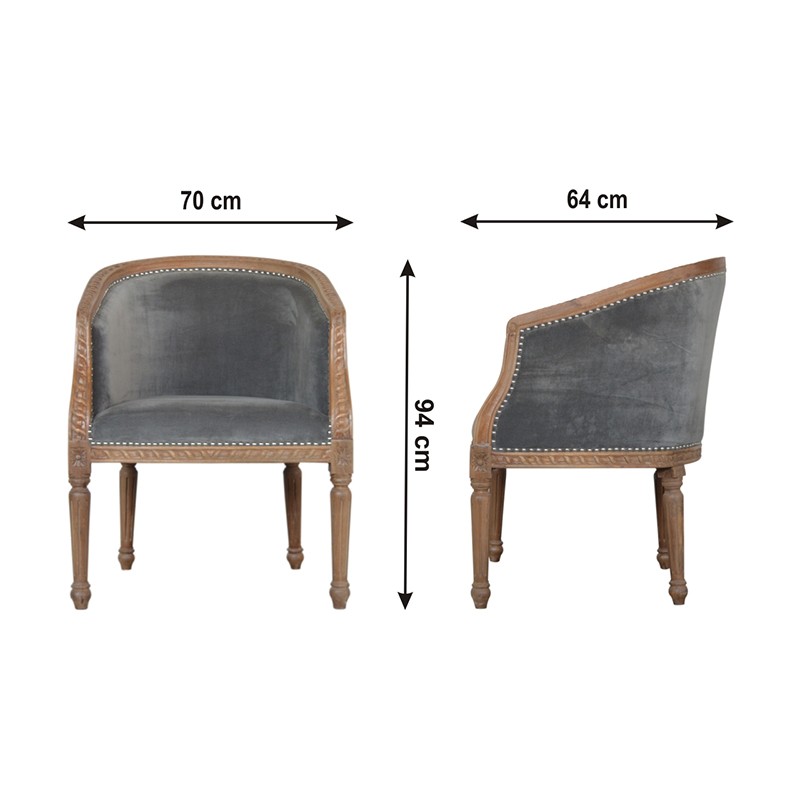 Grey Velvet Occasional Chair  - Artisan Furniture 
