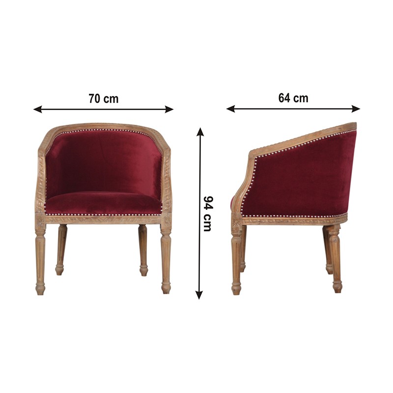 Wine Red Velvet Occasional Chair  - Artisan Furniture 