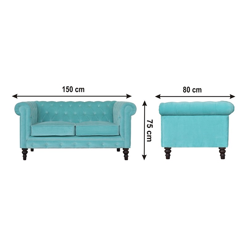 Aqua Velvet Chesterfield Sofa  - Artisan Furniture 