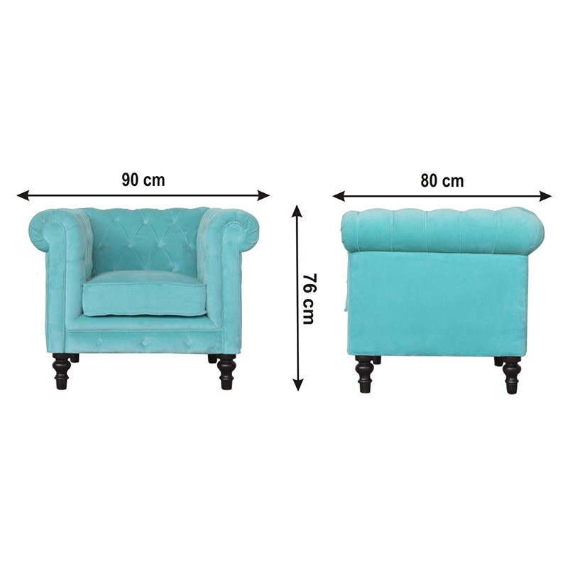 Aqua Velvet Chesterfield Armchair  - Artisan Furniture 