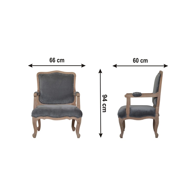 Grey Velvet French Style Chair  - Artisan Furniture 