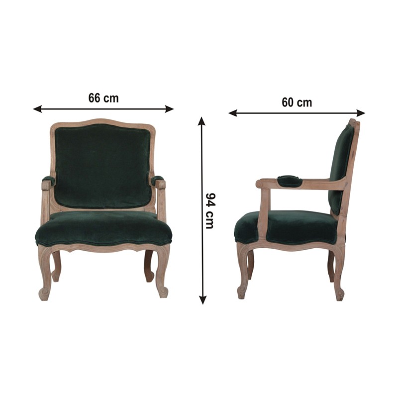 Emerald Green Velvet French Style Chair  - Artisan Furniture 