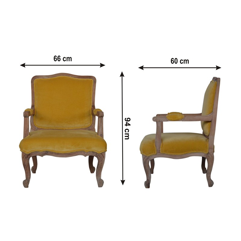 Mustard Velvet French Style Chair  - Artisan Furniture 