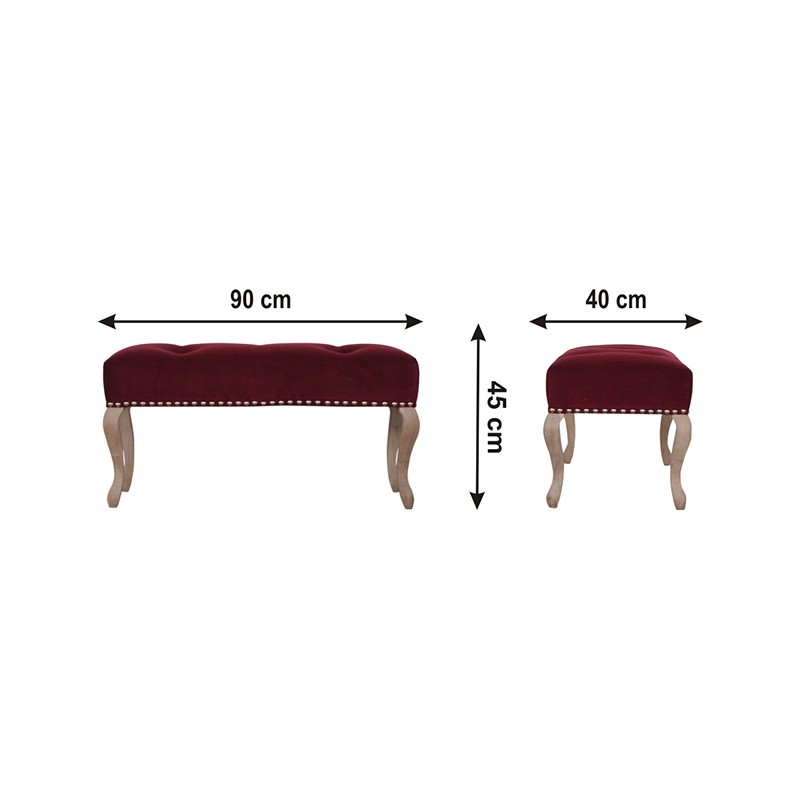 French Style Wine Red Bench  - Artisan Furniture 