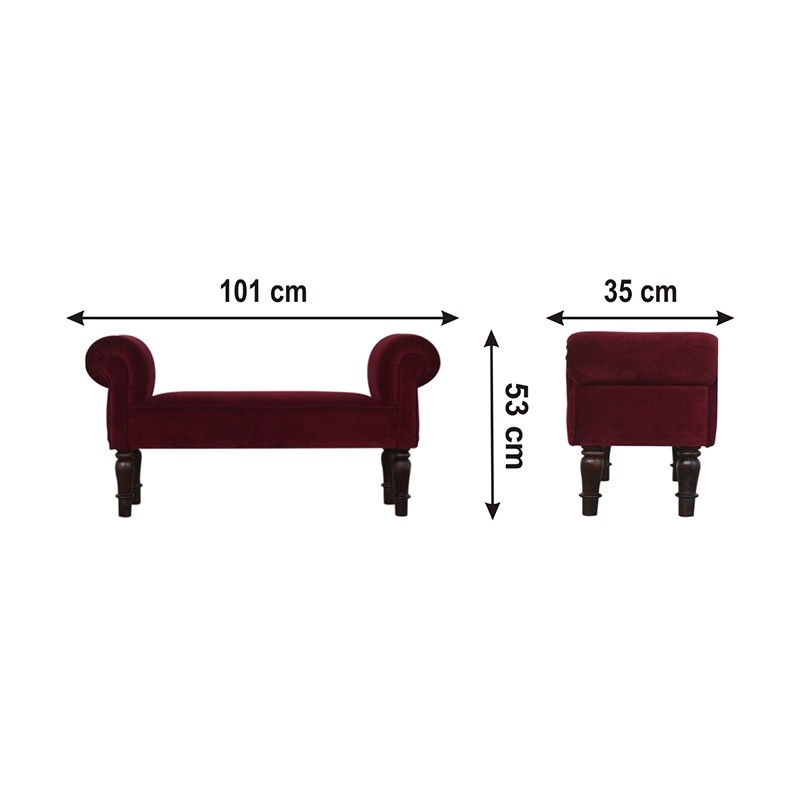 Wine Red Velvet Bench  - Artisan Furniture 