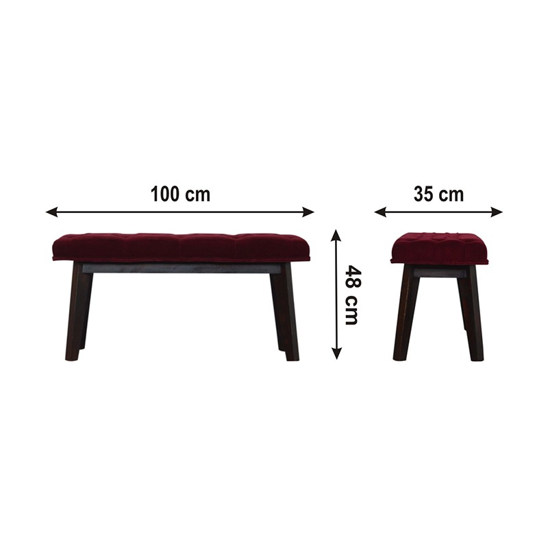 Wine Red Velvet Hallway Bench  - Artisan Furniture 