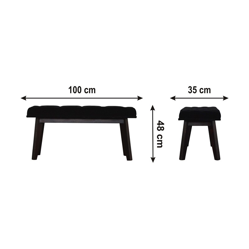 Black Velvet Hallway Bench  - Artisan Furniture 