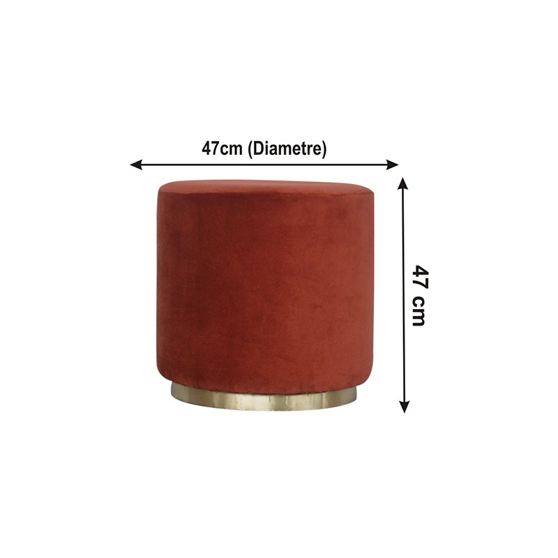 Brick Red Velvet Footstool with Gold Base  - Artisan Furniture 