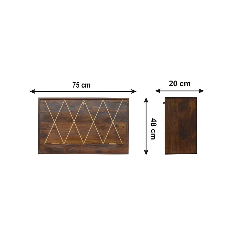 Geometric Brass Inlay Flip Down Writing Desk  - Artisan Furniture 