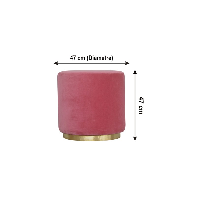 Large Pink Velvet Footstool with Gold Base  - Artisan Furniture 