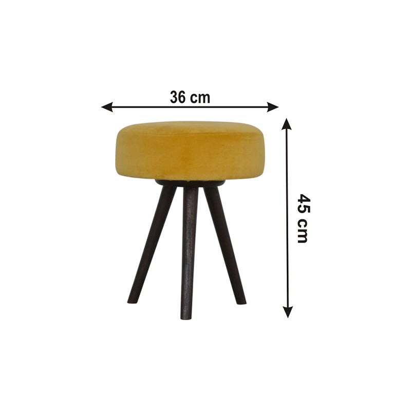 Mustard Velvet Tripod Footstool  - Artisan Furniture 